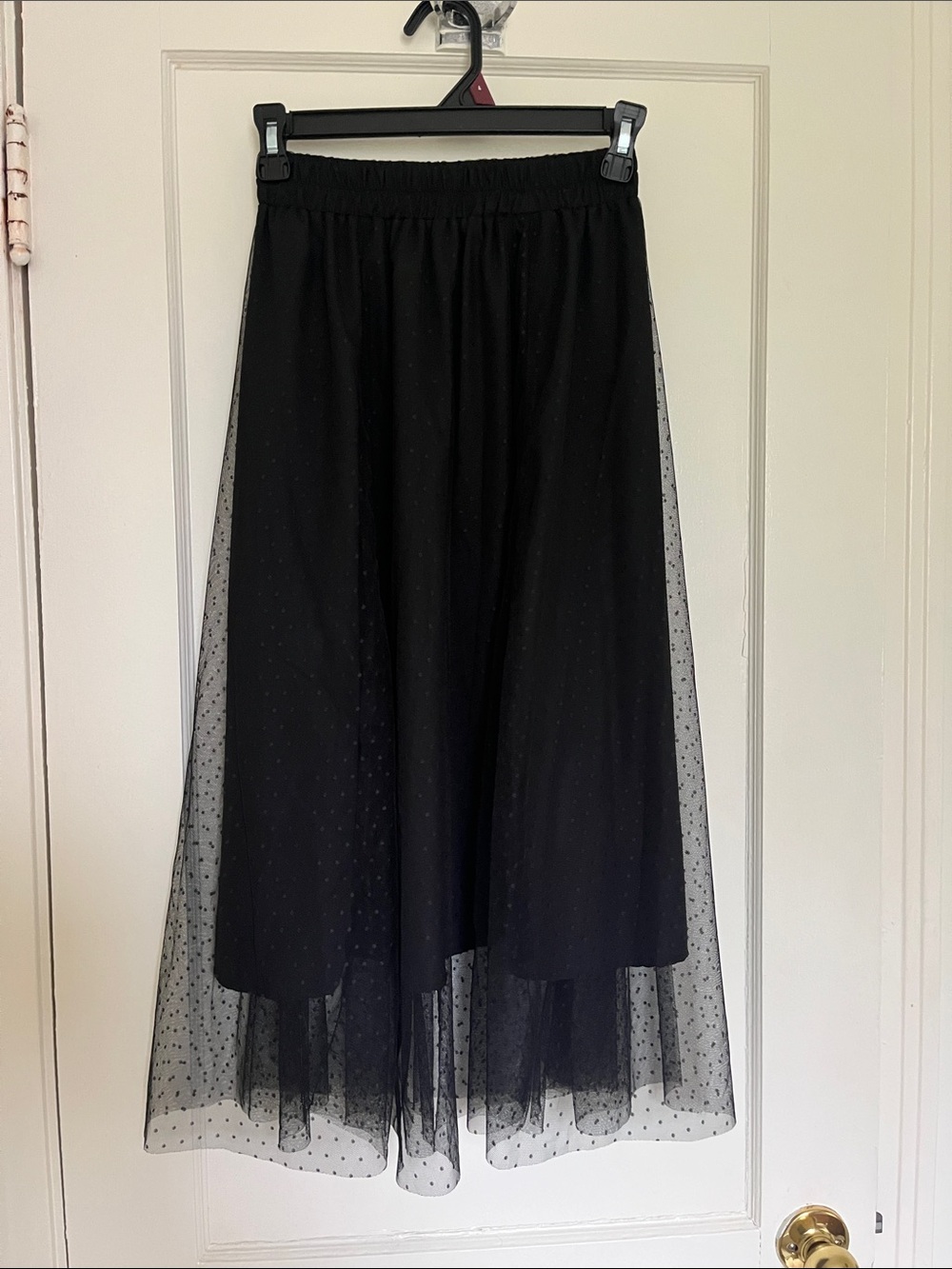 Black Layered Tulle Midi Skirt - Women's